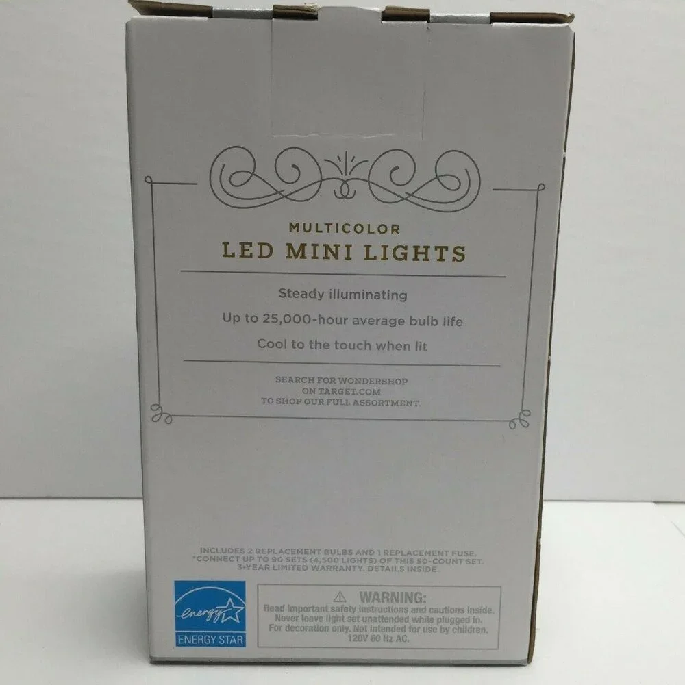 Wondershop 50 Mini LED Mulitocolored String Christmas Lights Indoor Outdoor 15'7